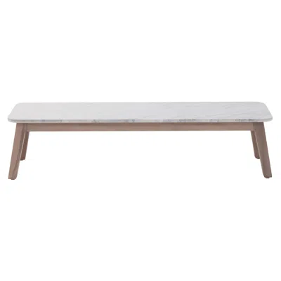 Pre-owned Gervasoni Inout 867 Coffee Table In White Carrara Marble Top & Washed Teak Frame