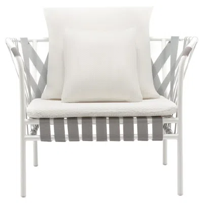 Pre-owned Gervasoni Inout Armchair In Aspen 02 Upholstery & White Frame With Grey Elastic
