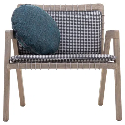 Pre-owned Gervasoni Inout Armchair In Lisboa 07 Upholstery & Washed Teak Frame With Woven In Gray