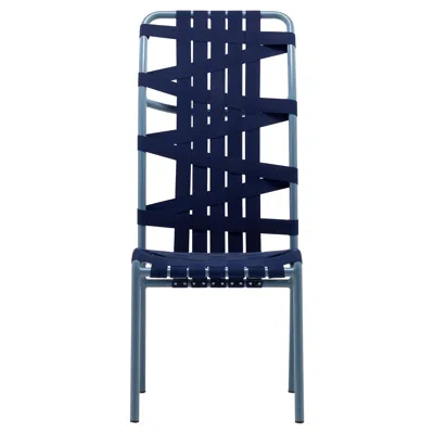 Pre-owned Gervasoni Inout Highback Chair In Blue Elastic Belts Seat & Sage Aluminium Base