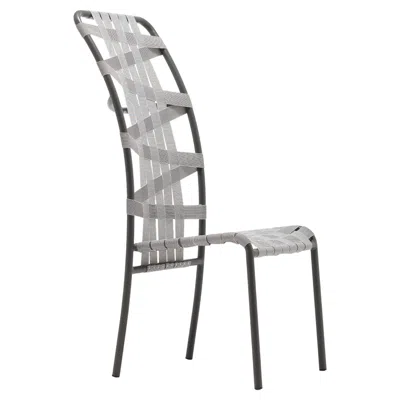 Pre-owned Gervasoni Inout Highback Chair In Grey Elastic Belts Seat With Sage Aluminium In Gray
