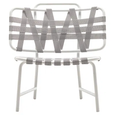 Pre-owned Gervasoni Inout Lounge Chair In Grey Elastic Belts Seat & White Aluminium Frame