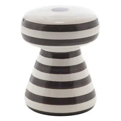 Pre-owned Gervasoni Inout Side Table In White Ceramic And Black Stripes By Paola Navone