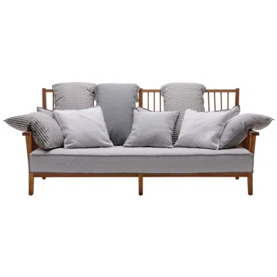 Pre-owned Gervasoni Inout Sofa In Oslo 04 Upholstery And Oiled Iroko Frame By Paola Navone In Gray