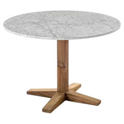 Pre-owned Gervasoni Jeko 35 Round Table Design Paola Navone Ecoteak - Carrara Marble Top In Brown