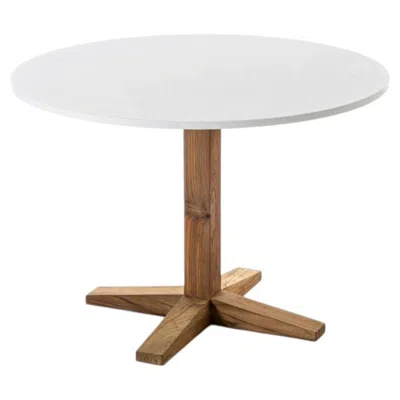 Pre-owned Gervasoni Jeko 35 Round Table Design Paola Navone Ecoteak - Concrete Top In Brown