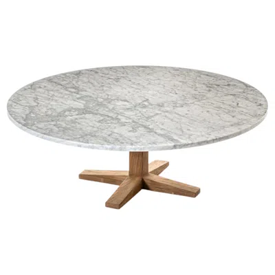 Pre-owned Gervasoni Jeko 46 Coffee Table Design Paola Navone - Ecoteak Carrara Marble Top In Brown