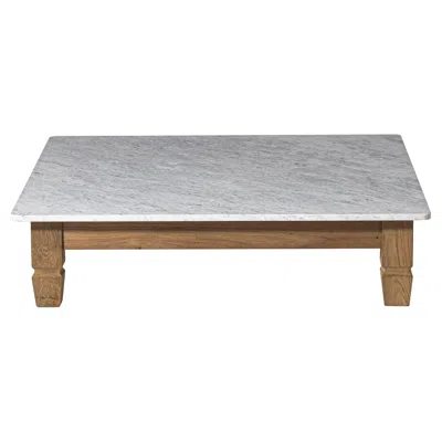 Pre-owned Gervasoni Jeko Coffee Table In Ecoteak & White Carrara Marble Top, Paola Navone