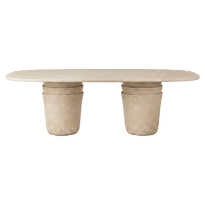 Pre-owned Gervasoni Kasane 33 Table - Design Nendo, Clay-finished Structure - Sabbia In Sand