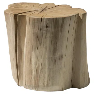 Pre-owned Gervasoni Large Brick Side Table In Natural Barked Hornbeam Trunk In Brown