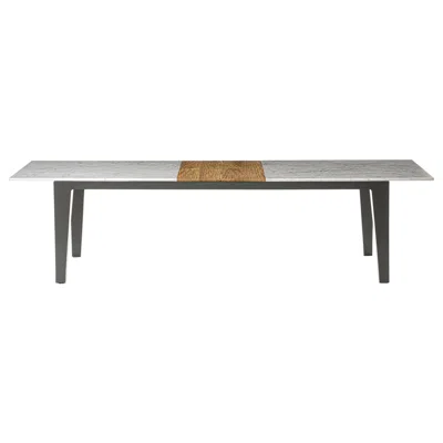 Pre-owned Gervasoni Large Inout Open Table In Marble & Natural Teak Top With Aluminium In Gray