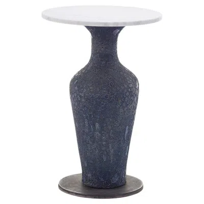 Pre-owned Gervasoni Moon 39 Side Table With Cast Iron Base & White Carrara Marble Top