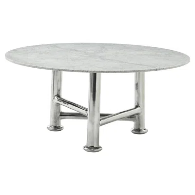 Pre-owned Gervasoni Next 36 In Cast Aluminium Table With Carrara Marble Top By Paola Navon In Gray
