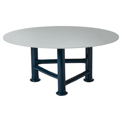 Pre-owned Gervasoni Next 36 Table In Ocean Lacquered & Tempered Glass Top By Paola Navone In Gray