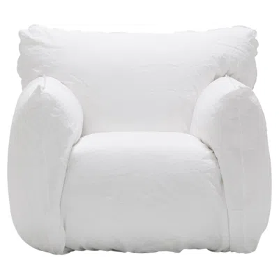 Pre-owned Gervasoni Nuvola 05 Lounge Chair In White Linen Upholstery By Paola Navone
