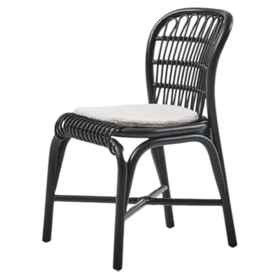 Pre-owned Gervasoni Santé 23 Chair - Charcoal-stained Rattan Frame In Black