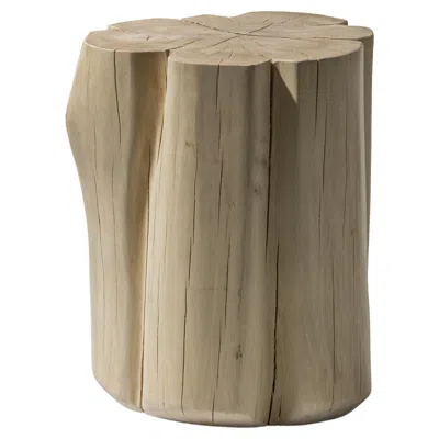 Pre-owned Gervasoni Small Brick Side Table In Natural Barked Hornbeam Trunk In Brown