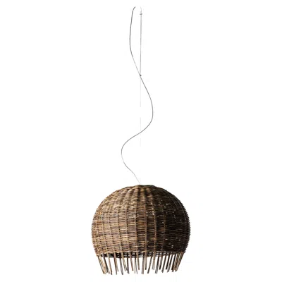 Pre-owned Gervasoni Small Croco Suspension Lamp In Crocodile Rattan By Paola Navone In Black