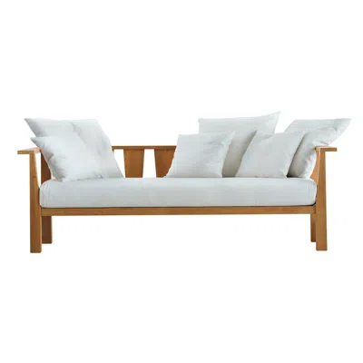 Pre-owned Gervasoni Small Inout Sofa In Aspen 03 Upholstery With Natural Teak Frame In Gray