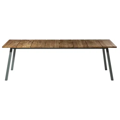 Pre-owned Gervasoni Small Inout Table In Extendable Natural Teak Slats Top With Aluminium In Brown
