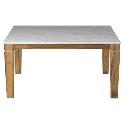 Pre-owned Gervasoni Small Jeko Table In Ecoteak & White Carrara Marble Top By Paola Navone