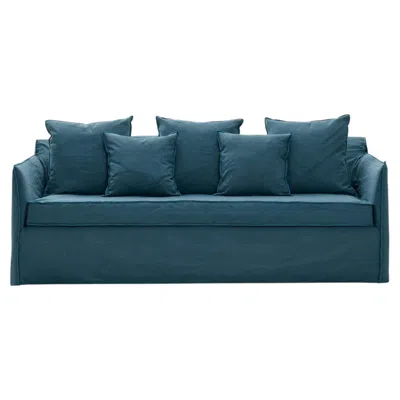 Pre-owned Gervasoni Sofa Bed  Ghost 19 Design Paola Navone - New Linum In Blue