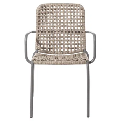 Pre-owned Gervasoni Straw Armchair In Light Grey Aluminium Frame With Woven Resin Fiber In Gray