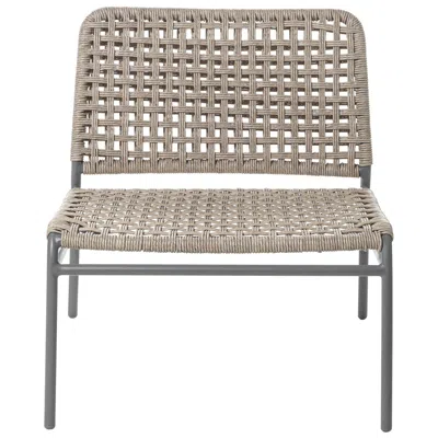Pre-owned Gervasoni Straw Lounge Chair In Light Grey Aluminium Frame And Woven Resin Fiber In Gray