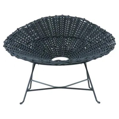 Pre-owned Gervasoni Sweet 27 Armchair In Black Lacquered Metal & Woven Pvc By Paola Navone