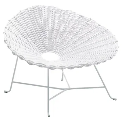 Pre-owned Gervasoni Sweet 27 Armchair In White Lacquered Metal & Woven Pvc By Paola Navone
