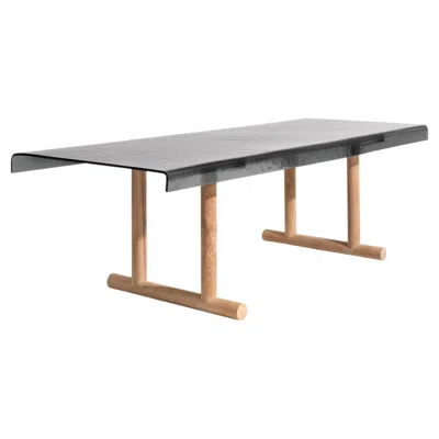 Pre-owned Gervasoni Torii 33 Rectangular Table, Teak Base, Glass Top – Design Studio Adolini In Brown