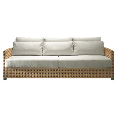 Pre-owned Gervasoni Wk Large Sofa In Beech With Woven Rawhide & Cushions By Paola Navone In Brown