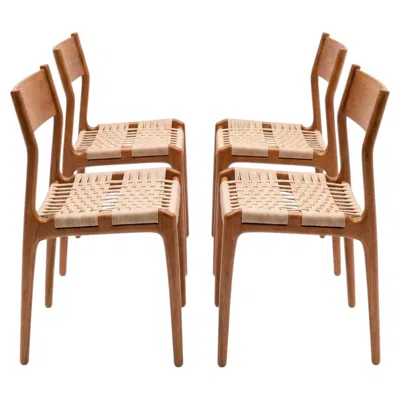 Pre-owned Gessef Set Of Four “havana” Dining Chairs By  For Consorzio Sedie Friuli - 1960 In Brown