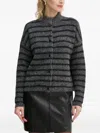 Gestuz Striped Button Cardigan In Gray