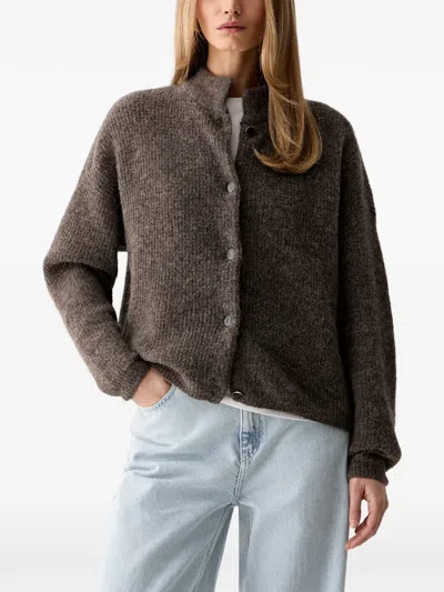 Gestuz Alphagz Button-up Knit Cardigan In Brown
