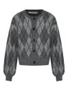 Gestuz Argyle-check Cardigan In Gray