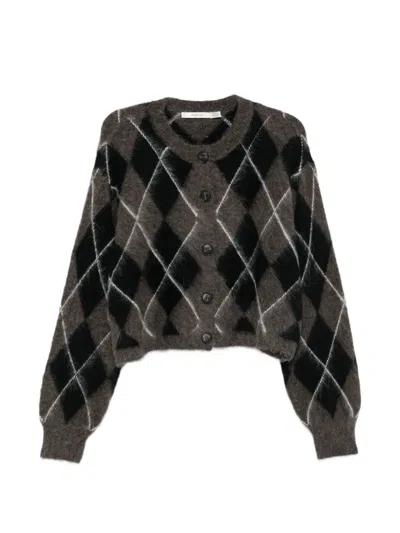 Gestuz Argyle-knit Alpaca Cardigan In Blue