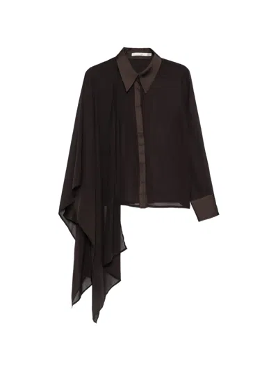 Gestuz Asymmetric Draped Blouse In Burgundy