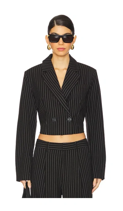 Gestuz Avana Blazer In Black Pinstripe
