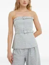 Gestuz Belted Strapless Top In Gray