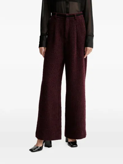 Gestuz Bouclé-knit Wide-leg Trousers In Burgundy