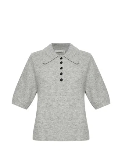 Gestuz Button Collared Knitwear In Gray