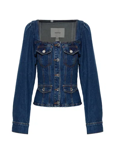 Gestuz Button Denim Jacket In Blue