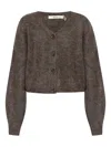 Gestuz Button-front Fluffy Cardigan In Brown
