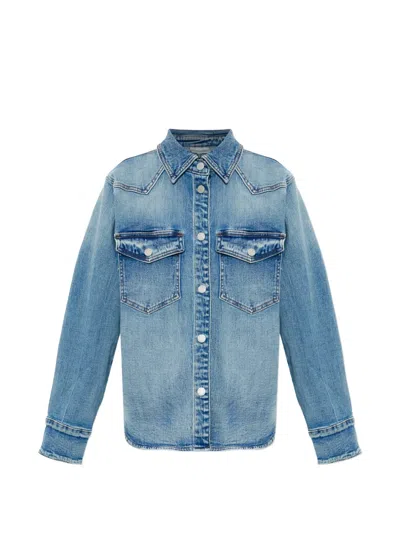 Gestuz Buttoned Pocketed Denim Jacket In Blue