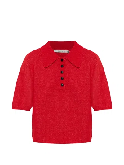 Gestuz Buttoned Polo Knitwear In Red