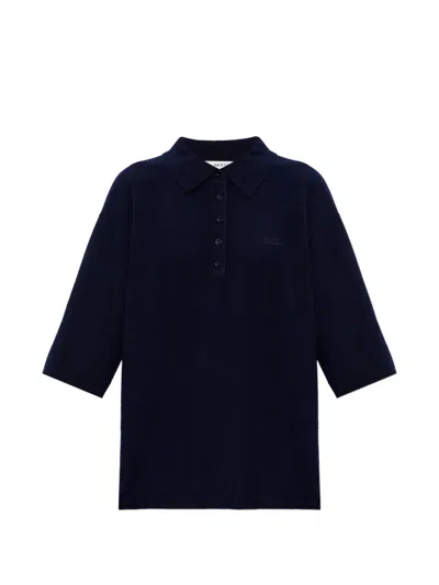 Gestuz Buttoned Polo Top In Black