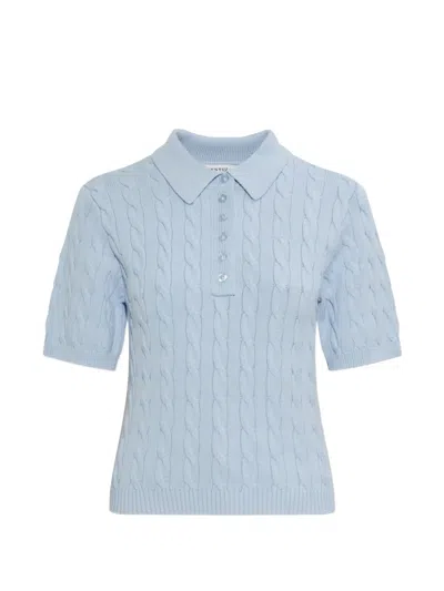 Gestuz Cable-knit Polo Top In Blue