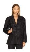 Gestuz Caylina Blazer In Black Pinstripes