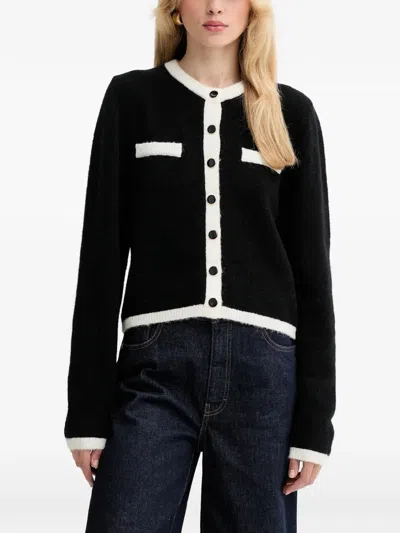 Gestuz Chest-pocket Button-up Cardigan In Black